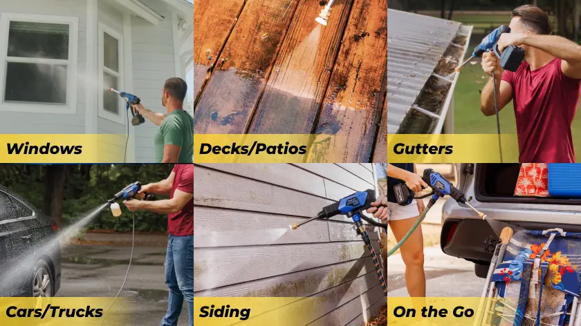 Pressure washer cleaning a car
